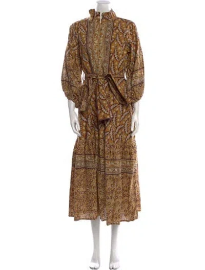 Pre-owned Sue Sartor Paisley Print Long Dress In Brown