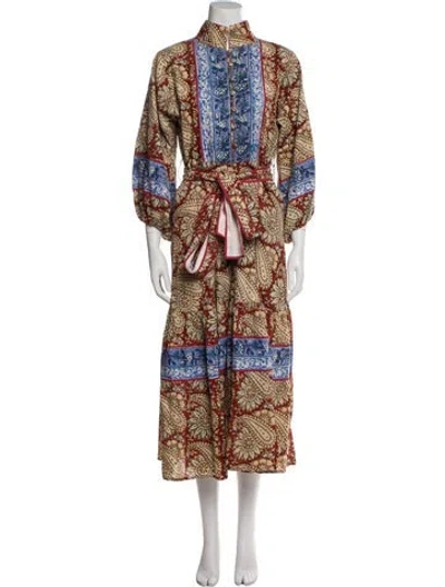 Pre-owned Sue Sartor Paisley Print Long Dress In Multi