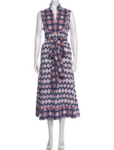 Pre-owned Sue Sartor Patterned Long Dress In Multicolor