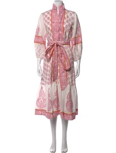 Pre-owned Sue Sartor Patterned Long Dress In Pink