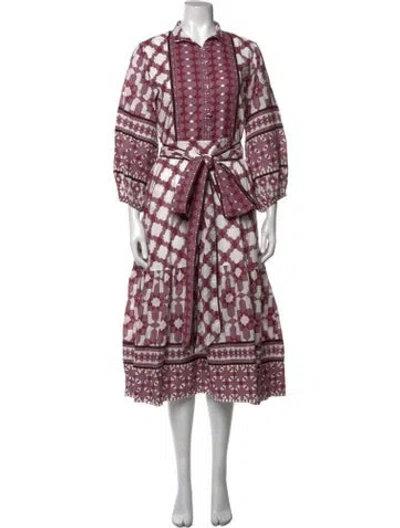Pre-owned Sue Sartor Patterned Midi Length Dress In Pink