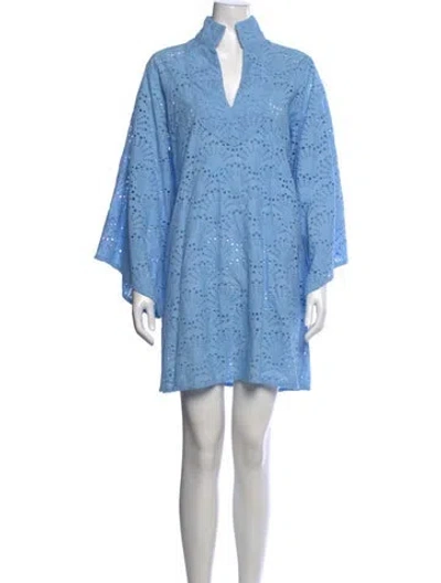 Pre-owned Sue Sartor Patterned Mini Dress In Blue