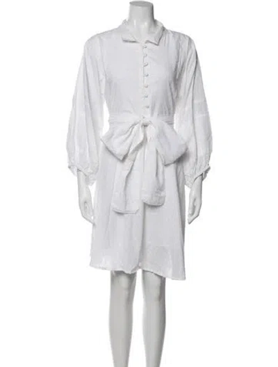 Pre-owned Sue Sartor Printed Knee-length Dress In White