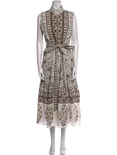 Pre-owned Sue Sartor Printed Long Dress In Brown