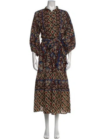 Pre-owned Sue Sartor Printed Long Dress In Multi