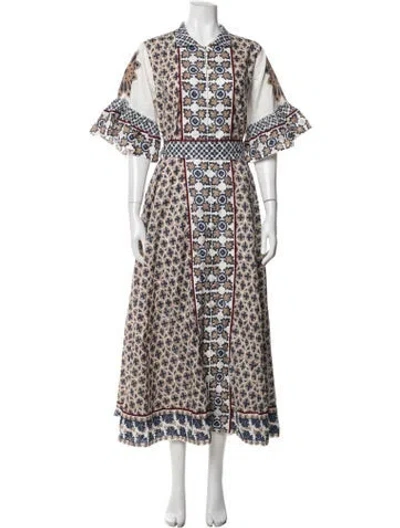 Pre-owned Sue Sartor Printed Long Dress In Multicolor