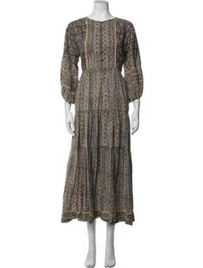 Pre-owned Sue Sartor Printed Long Dress In Multicolor