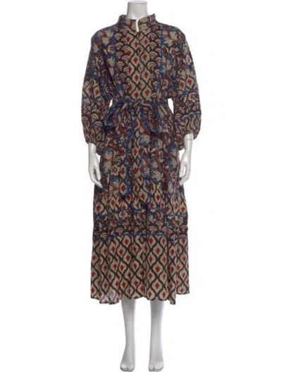 Pre-owned Sue Sartor Printed Long Dress In Neutral