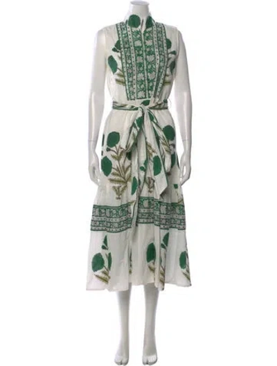 Pre-owned Sue Sartor Printed Long Dress In Neutral