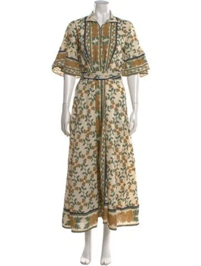Pre-owned Sue Sartor Printed Long Dress In Neutral