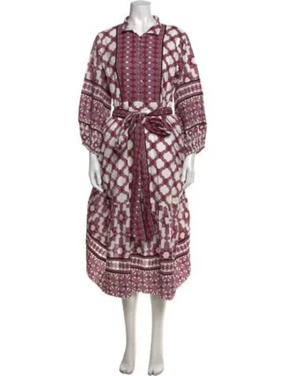 Pre-owned Sue Sartor Printed Long Dress In Pink