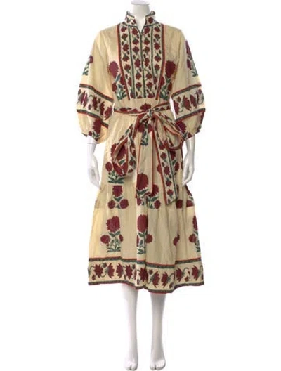 Pre-owned Sue Sartor Printed Midi Length Dress In Multi