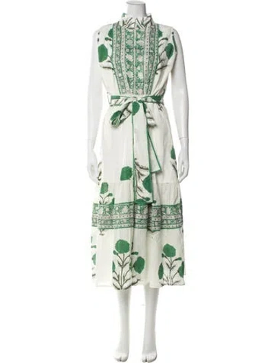 Pre-owned Sue Sartor Printed Midi Length Dress In Neutral