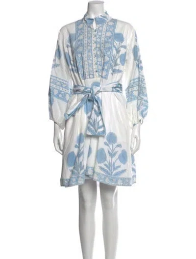 Pre-owned Sue Sartor Printed Mini Dress In Blue