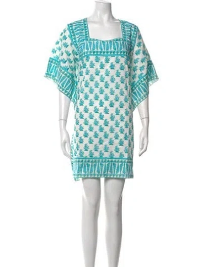 Pre-owned Sue Sartor Printed Mini Dress In Blue