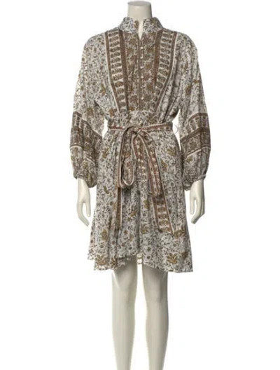 Pre-owned Sue Sartor Printed Mini Dress In Brown
