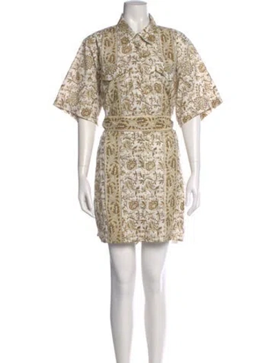 Pre-owned Sue Sartor Printed Mini Dress In Neutral