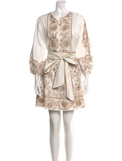 Pre-owned Sue Sartor Printed Mini Dress In Neutral