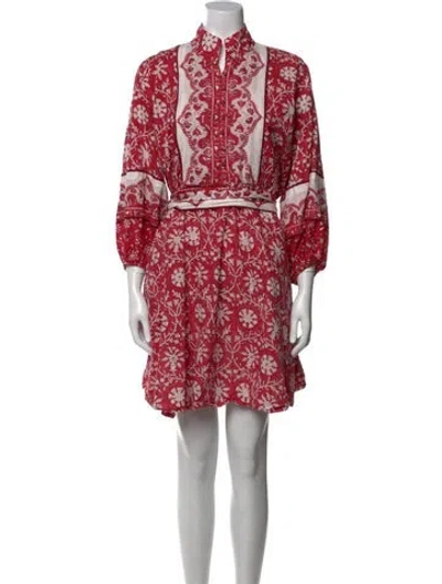 Pre-owned Sue Sartor Printed Mini Dress In Red