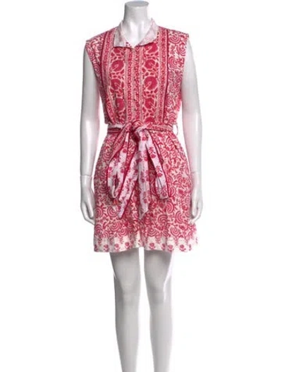 Pre-owned Sue Sartor Printed Mini Dress In Red