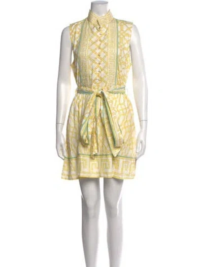 Pre-owned Sue Sartor Printed Mini Dress In Yellow