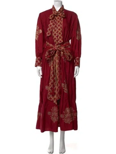 Pre-owned Sue Sartor Silk Long Dress In Red