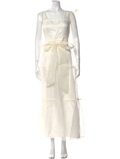Pre-owned Sue Sartor Square Neckline Long Dress In Neutrals