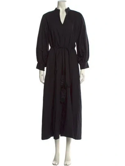 Pre-owned Sue Sartor V-neck Long Dress In Black