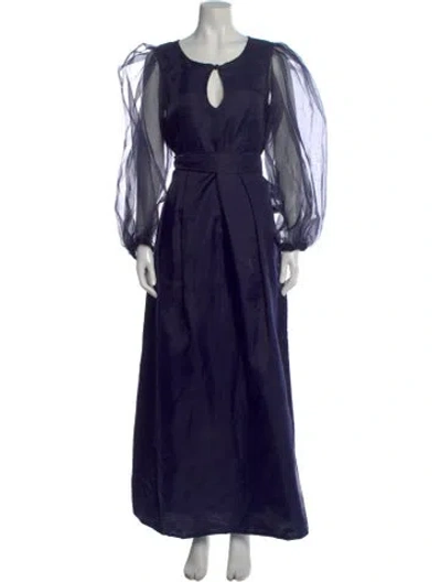 Pre-owned Sue Sartor V-neck Long Dress In Blue