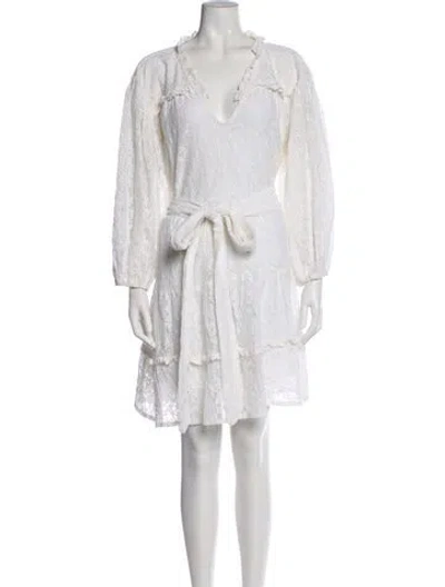 Pre-owned Sue Sartor V-neck Mini Dress In White