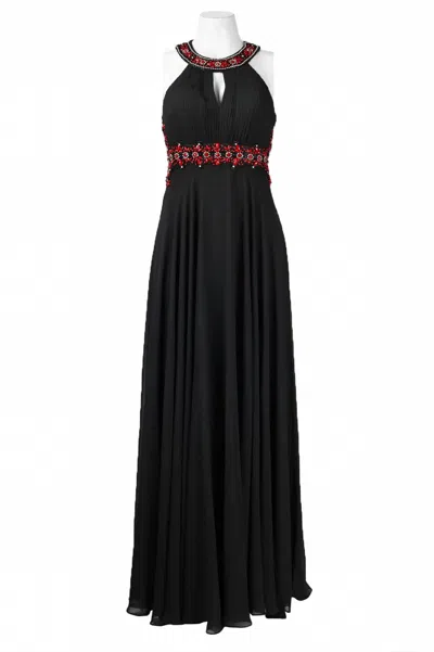 Sue Wong Beaded Cutout Back Evening Dress In Black In Multi