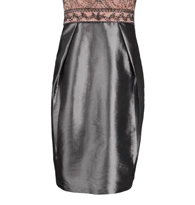 Sue Wong Beaded Scrolling Dress In Charcoal In Black