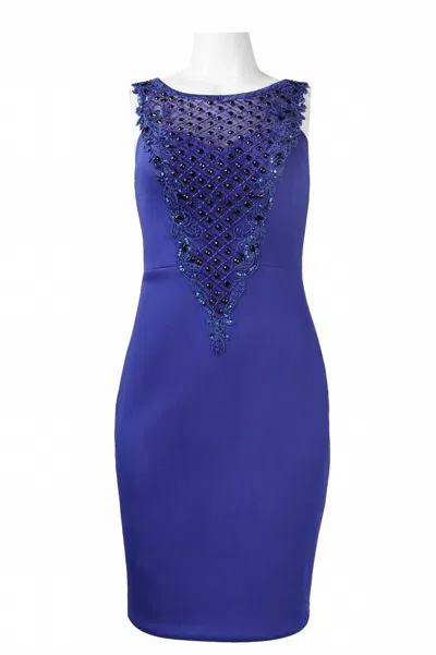 Sue Wong Beaded Scuba Dress In Cobalt In Blue