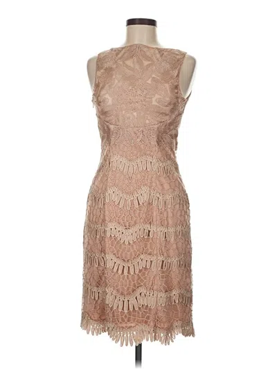 Pre-owned Sue Wong Cocktail Dress In Tan