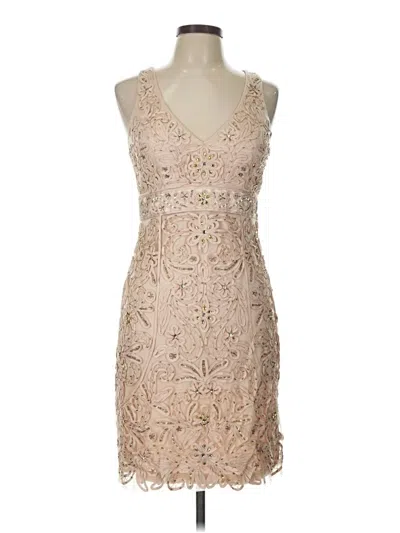 Pre-owned Sue Wong Cocktail Dress In Tan