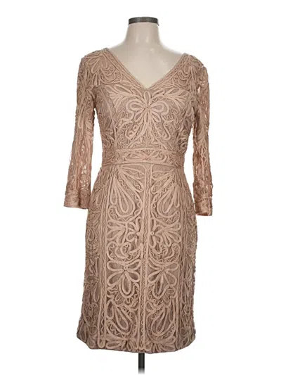 Pre-owned Sue Wong Cocktail Dress In Tan