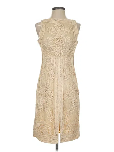 Pre-owned Sue Wong Cocktail Dress In Tan
