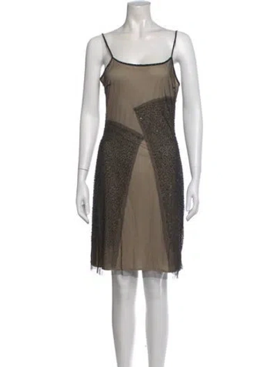 Pre-owned Sue Wong Colorblock Pattern Knee-length Dress In Black