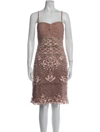 Pre-owned Sue Wong Floral Print Knee-length Dress In Pink