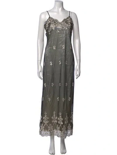Pre-owned Sue Wong Floral Print Long Dress In Multicolor