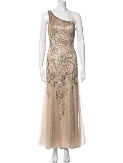 Pre-owned Sue Wong Floral Print Long Dress In Neutral