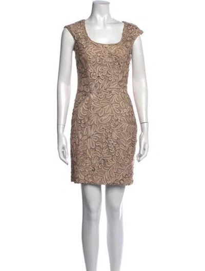 Pre-owned Sue Wong Floral Print Mini Dress In Black/neutrals