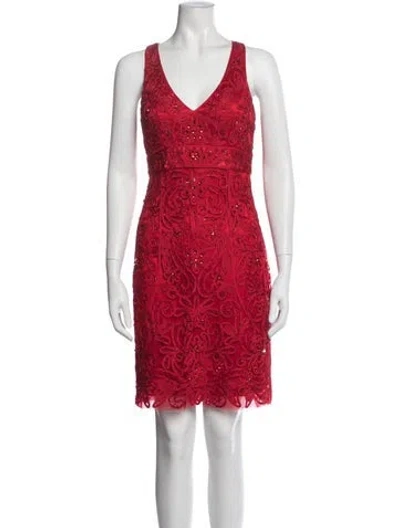 Pre-owned Sue Wong Floral Print Mini Dress In Red