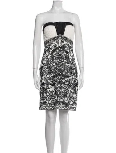 Pre-owned Sue Wong Floral Print Mini Dress In White