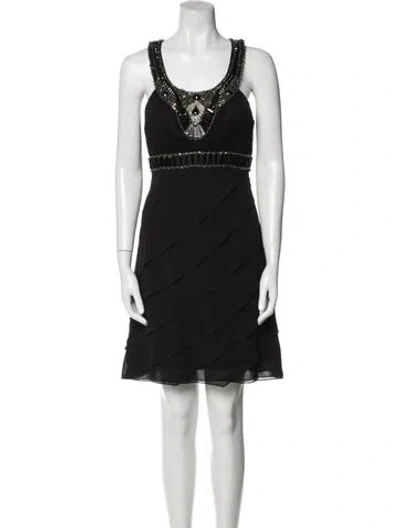 Pre-owned Sue Wong Graphic Print Mini Dress In Black