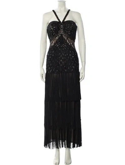 Pre-owned Sue Wong Halterneck Long Dress In Black