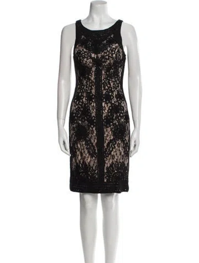Pre-owned Sue Wong Lace Pattern Knee-length Dress In Black