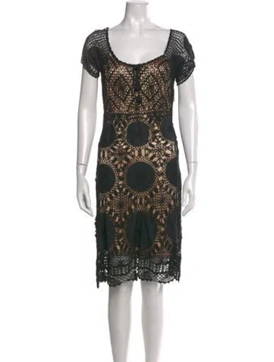 Pre-owned Sue Wong Lace Pattern Knee-length Dress In Black