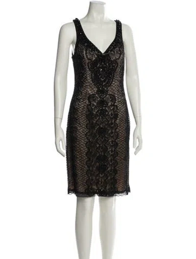 Pre-owned Sue Wong Lace Pattern Knee-length Dress In Multi