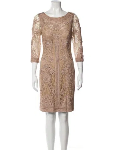 Pre-owned Sue Wong Lace Pattern Knee-length Dress In Multi